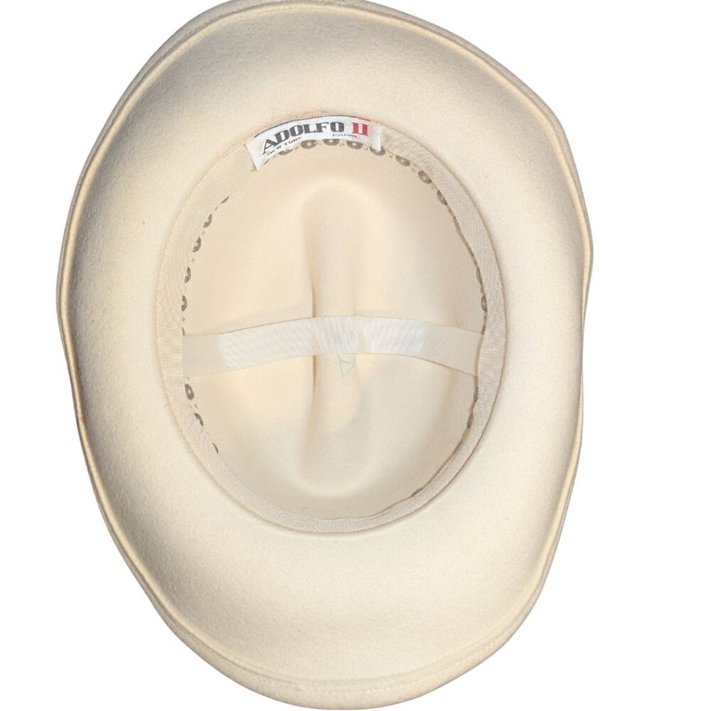 Adolfo II Rhinestone Cream Hat - Picture 5 of 5